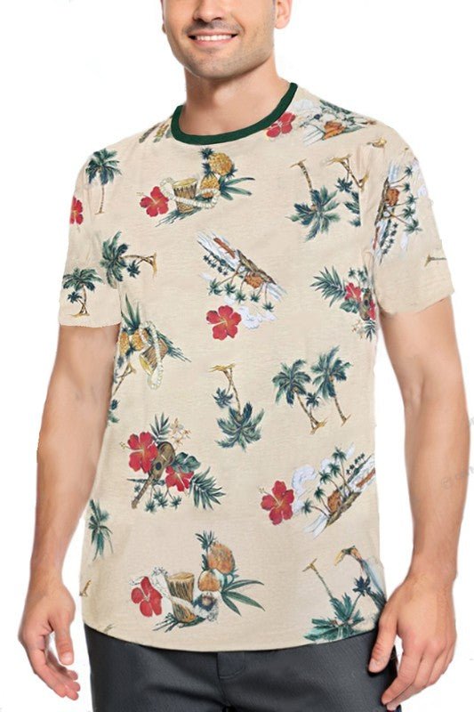 Allover Print Short Sleeve Tshirt - Blu Lotus Boutique