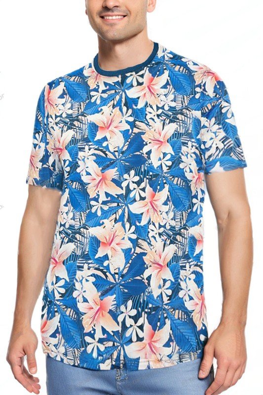 Allover Print Short Sleeve Tshirt - Blu Lotus Boutique