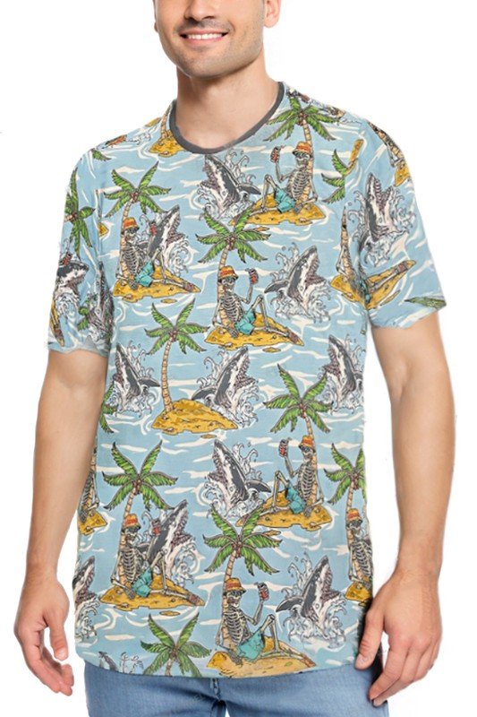 Allover Print Short Sleeve Tshirt - Blu Lotus Boutique