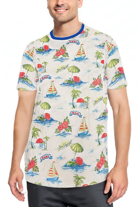 Allover Print Short Sleeve Tshirt - Blu Lotus Boutique