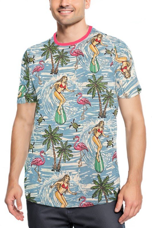 Allover Print Short Sleeve Tshirt - Blu Lotus Boutique