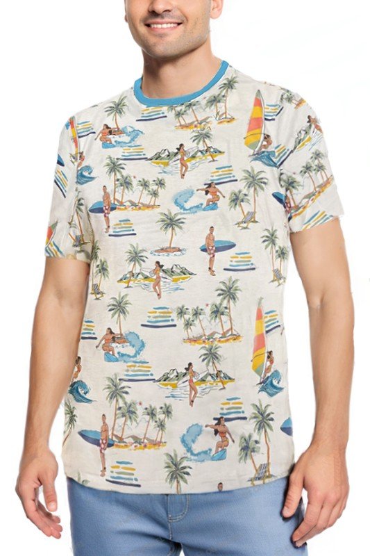 Allover Print Short Sleeve Tshirt - Blu Lotus Boutique
