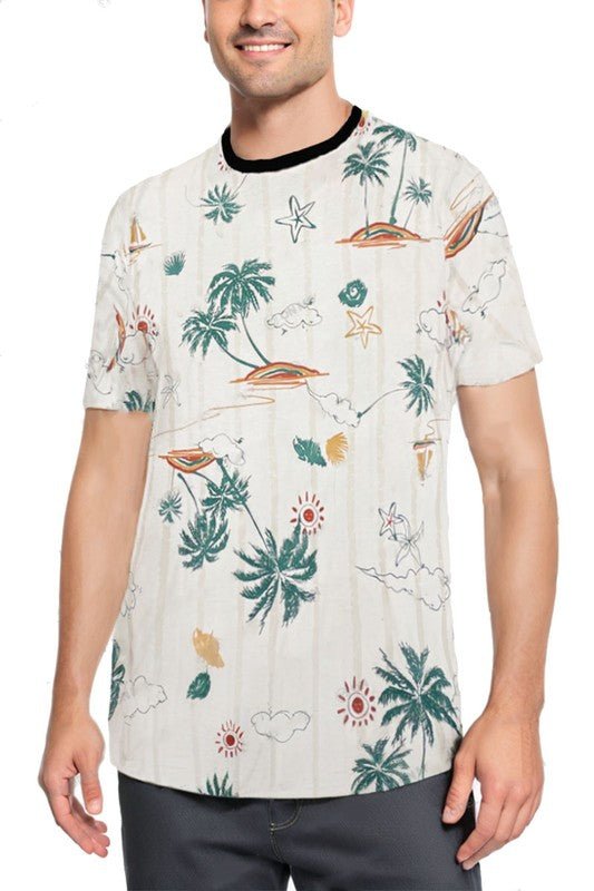 Allover Print Short Sleeve Tshirt - Blu Lotus Boutique