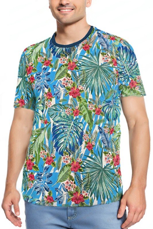 Allover Print Short Sleeve Tshirt - Blu Lotus Boutique