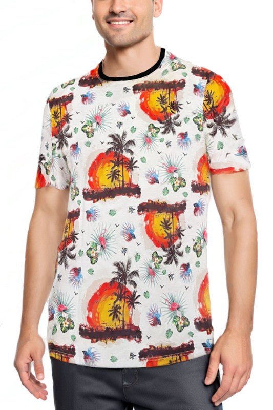 Allover Print Short Sleeve Tshirt - Blu Lotus Boutique