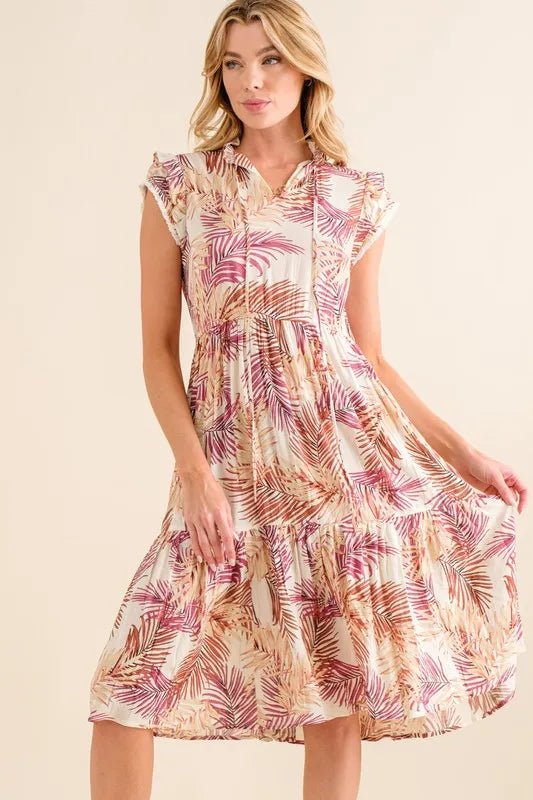 And The Why Boho Printed Tiered Dress - Blu Lotus Boutique