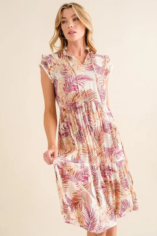 And The Why Boho Printed Tiered Dress - Blu Lotus Boutique