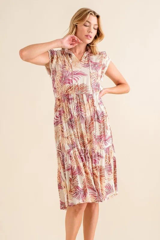 And The Why Boho Printed Tiered Dress - Blu Lotus Boutique