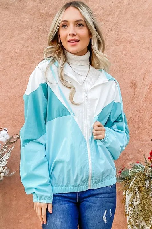 And The Why Color Block Windbreaker Jacket - Blu Lotus Boutique