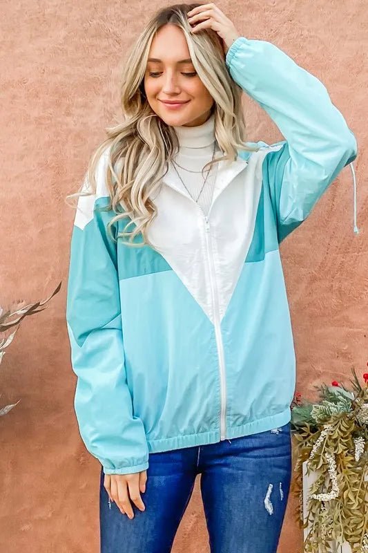 And The Why Color Block Windbreaker Jacket - Blu Lotus Boutique