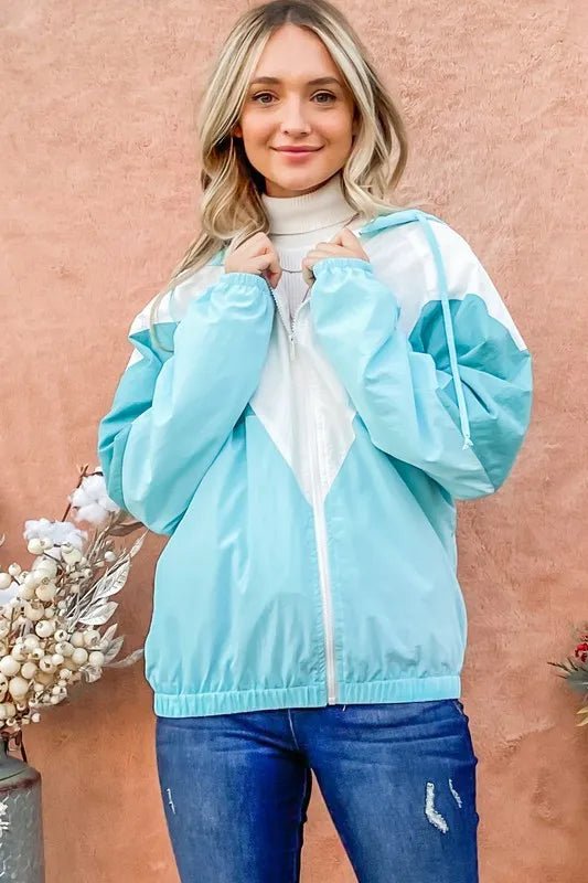 And The Why Color Block Windbreaker Jacket - Blu Lotus Boutique