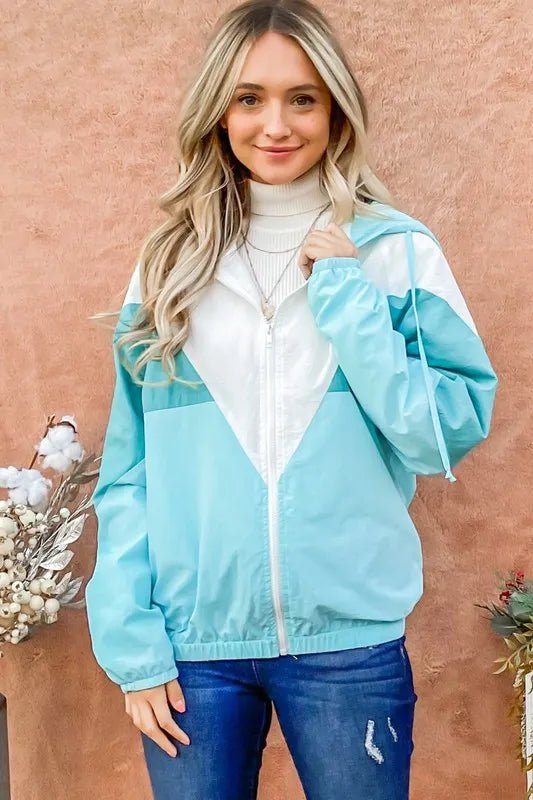 And The Why Color Block Windbreaker Jacket - Blu Lotus Boutique