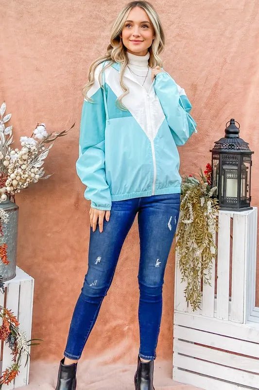 And The Why Color Block Windbreaker Jacket - Blu Lotus Boutique