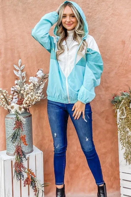 And The Why Color Block Windbreaker Jacket - Blu Lotus Boutique