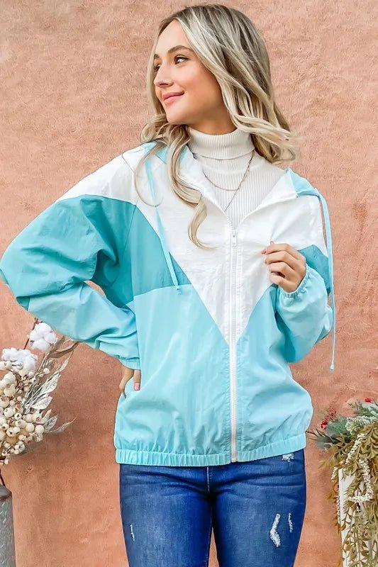And The Why Color Block Windbreaker Jacket - Blu Lotus Boutique