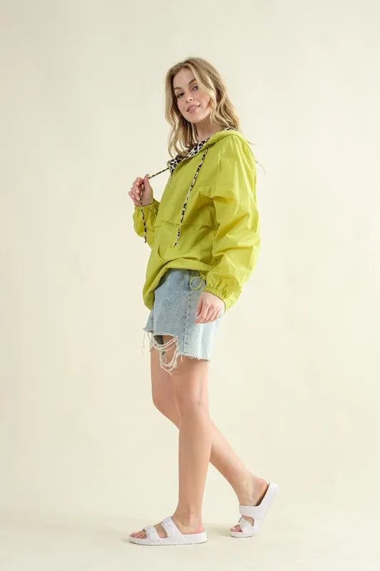 And The Why Leopard Print Hoodie Zipper Up Pocket Windbreaker - Blu Lotus Boutique