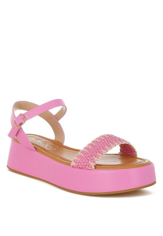 Anglong Raffia Flatform Sandals - Blu Lotus Boutique