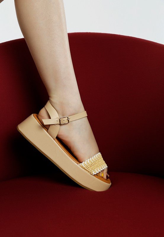 Anglong Raffia Flatform Sandals - Blu Lotus Boutique