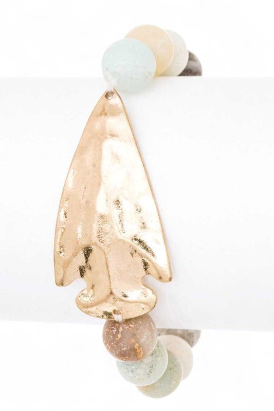 Arrow Head Genuine Stone Stretch Bracelet - Blu Lotus Boutique