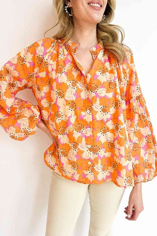 Ashley Balloon Sleeve Top - Blu Lotus Boutique