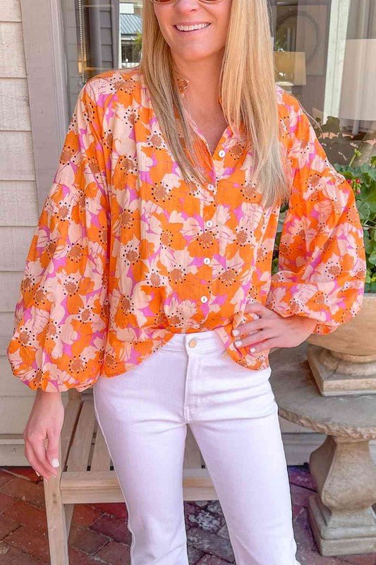 Ashley Balloon Sleeve Top - Blu Lotus Boutique