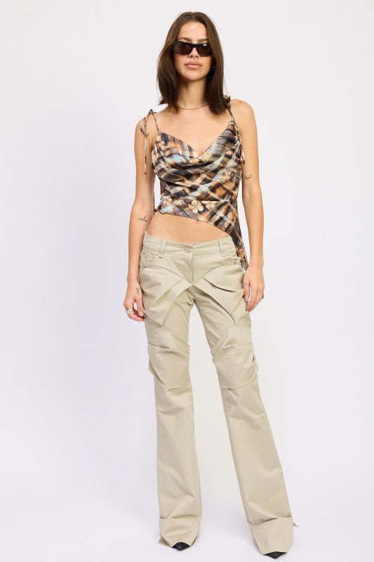 ASYMMETRICAL COWL NECK CAMI TOP - Blu Lotus Boutique