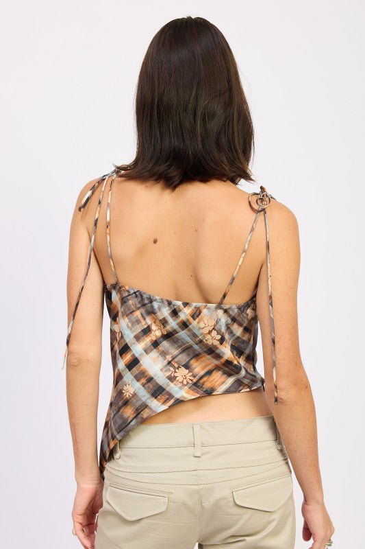ASYMMETRICAL COWL NECK CAMI TOP - Blu Lotus Boutique
