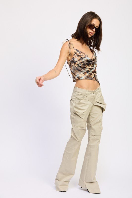 ASYMMETRICAL COWL NECK CAMI TOP - Blu Lotus Boutique