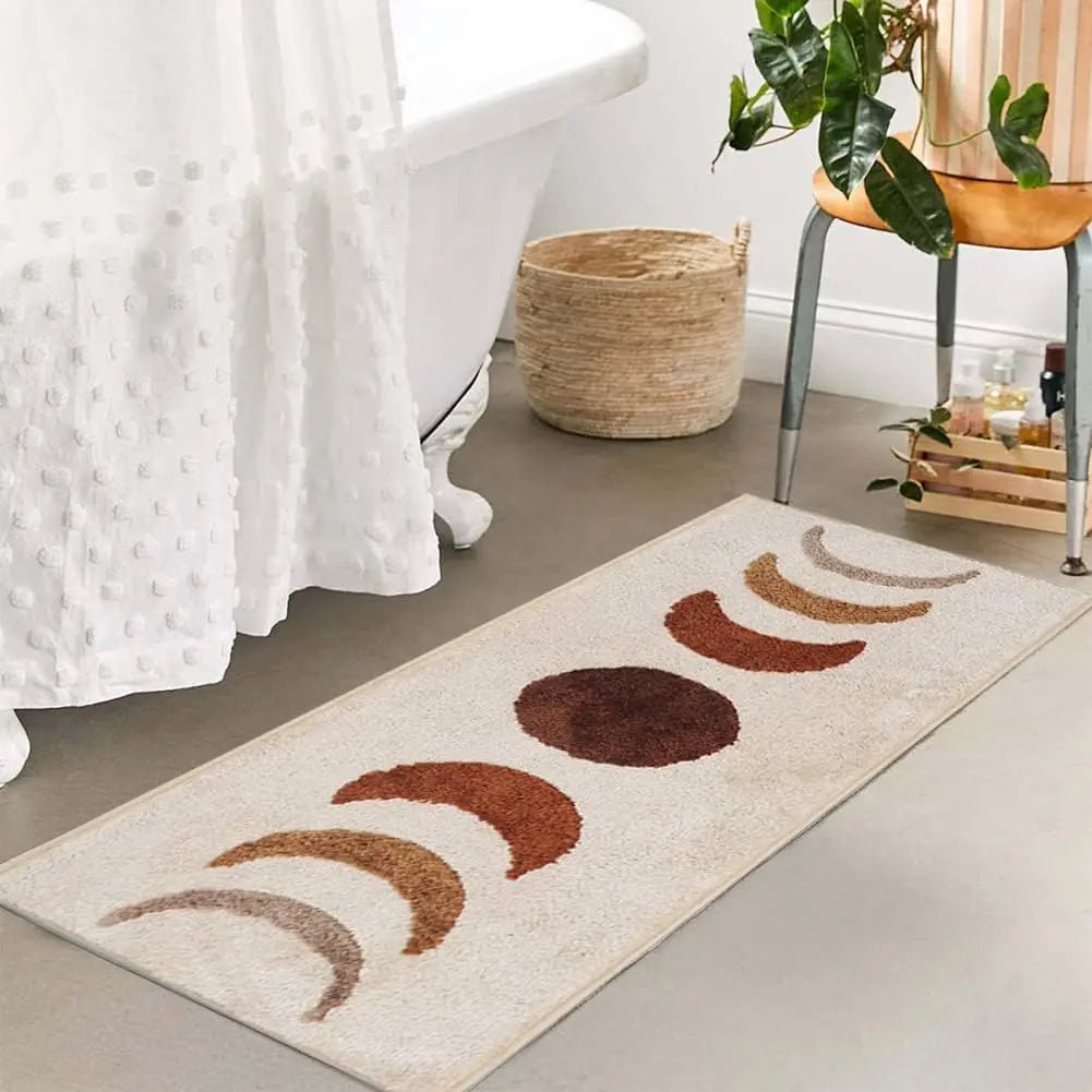 Bathroom Rugs Sets 3 Piece, Non - Slip Absorbent Moon Phases Bath Mats, Microfiber Bath Rug with Toilet Mats U - Shaped - Blu Lotus Boutique