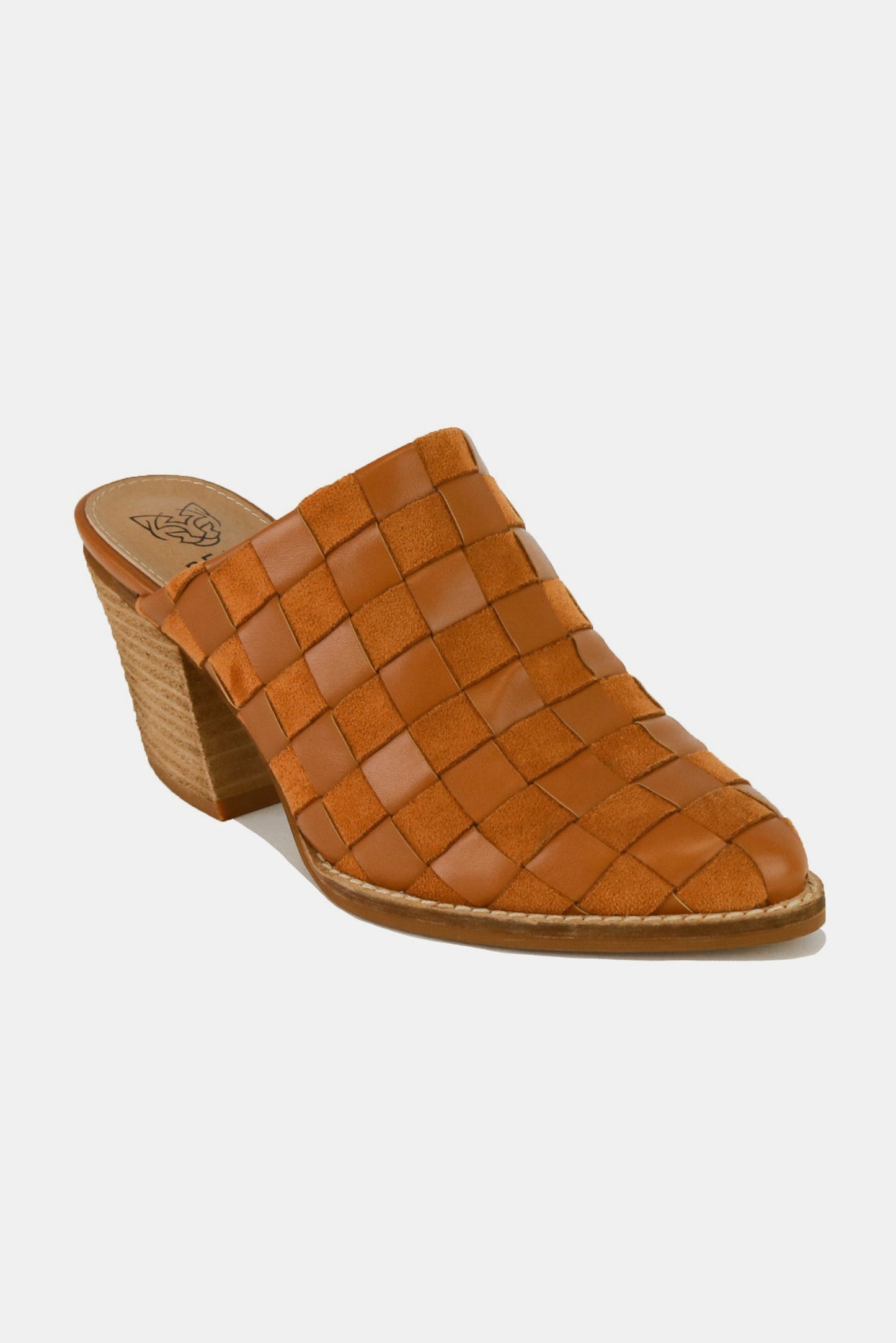 Beast Fashion Woven Checkerboard Block Heel Mule Shoes - Blu Lotus Boutique