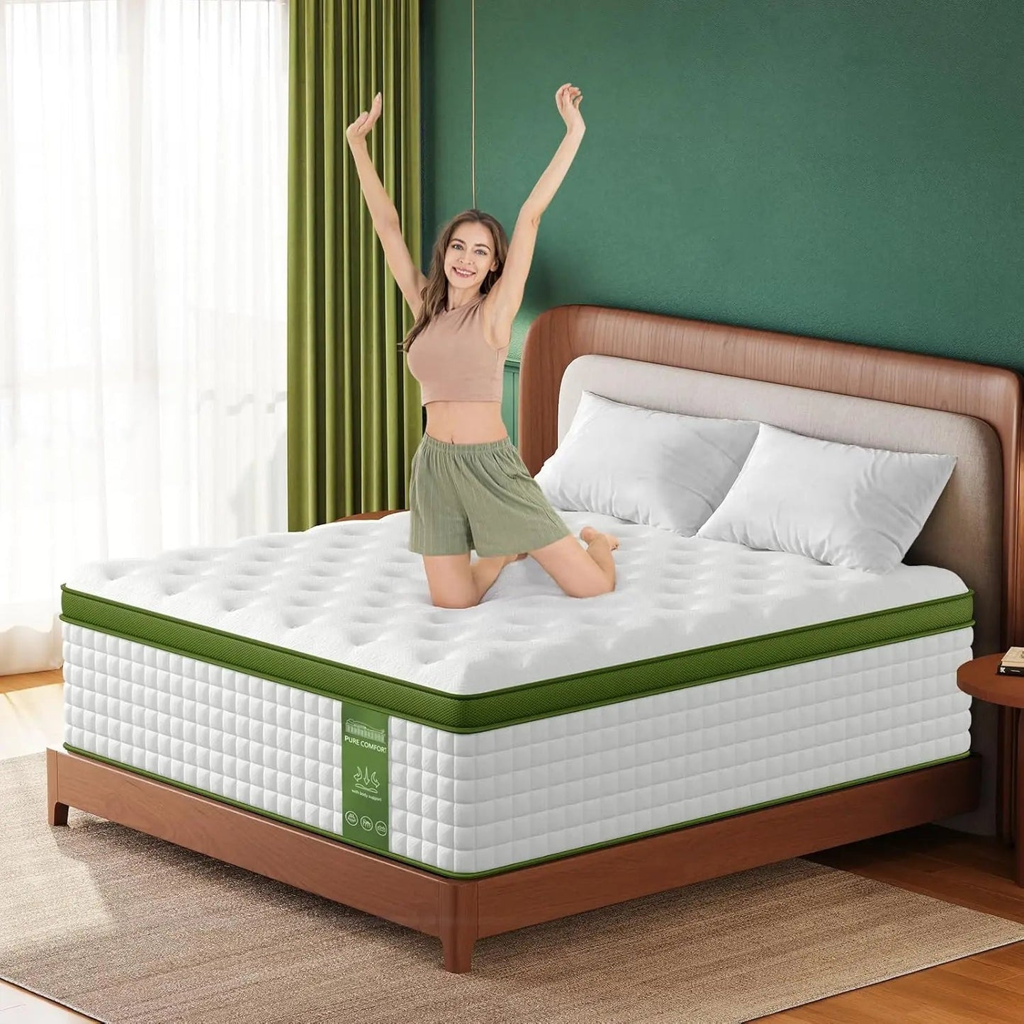BedStory 12 - 14'' Hybrid Mattress, Full/King/Queen Size Mattress , Gel Memory Foam & Pocket Springs for Pressure Relief & Support - Blu Lotus Boutique