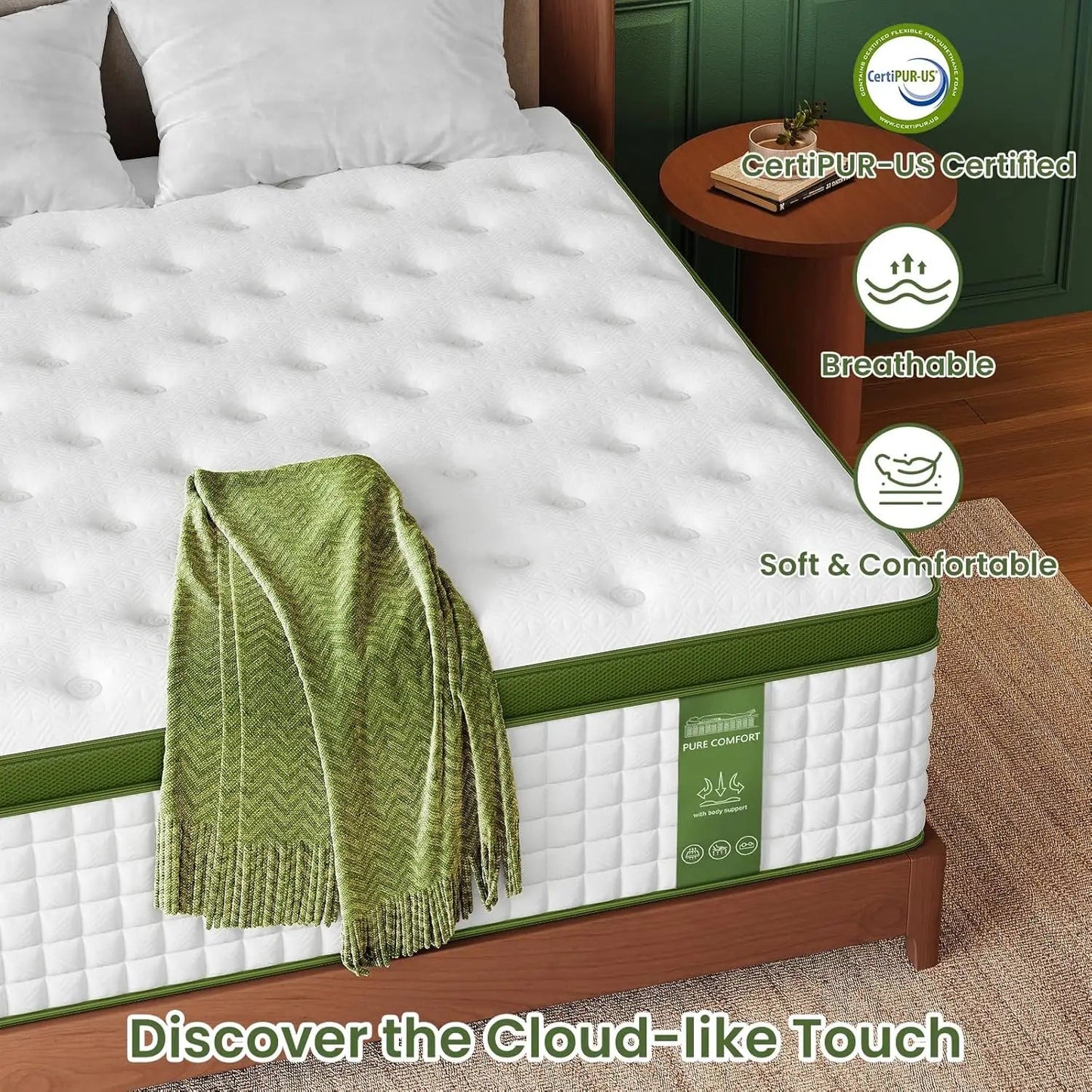BedStory 12 - 14'' Hybrid Mattress, Full/King/Queen Size Mattress , Gel Memory Foam & Pocket Springs for Pressure Relief & Support - Blu Lotus Boutique