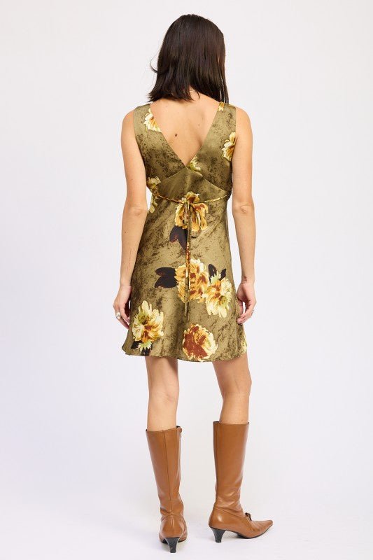 BIAS CUT MINI FLORAL DRESS - Blu Lotus Boutique