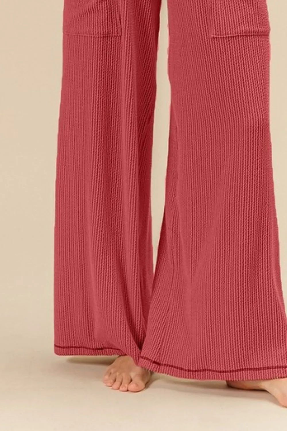BiBi 2tone Cord Rib Waist Band Side Pocket Pants - Blu Lotus Boutique