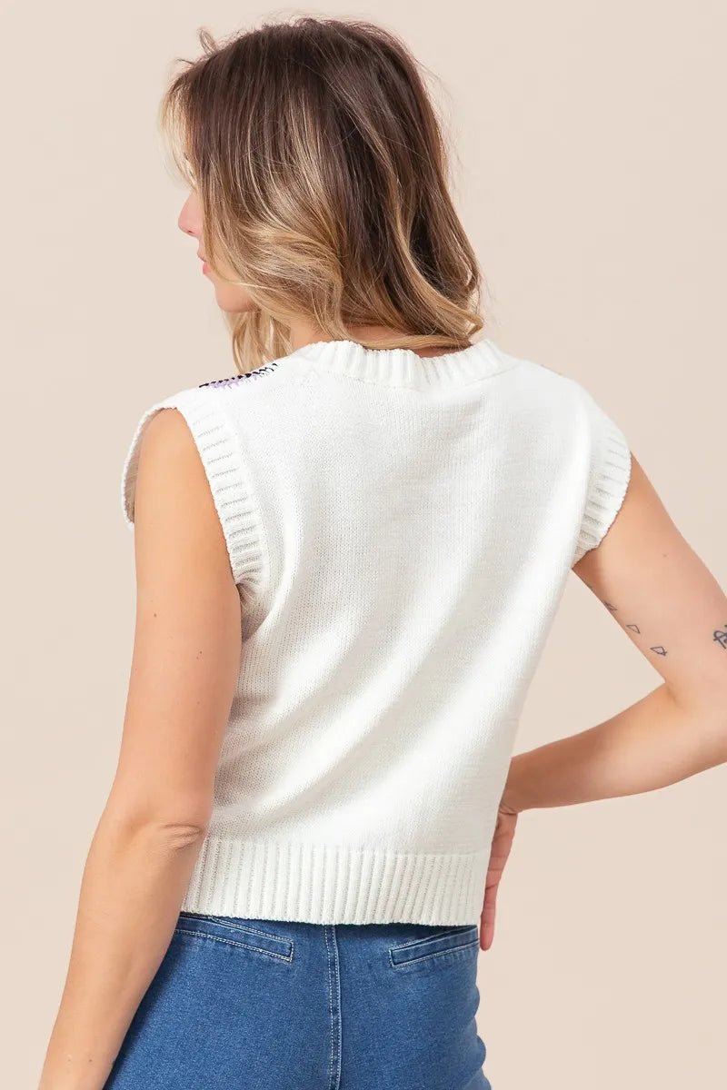 BiBi Diamond Granny Square Sweater Vest - Blu Lotus Boutique
