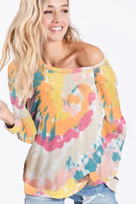 BiBi Tie Dye Print Knit Top - Blu Lotus Boutique