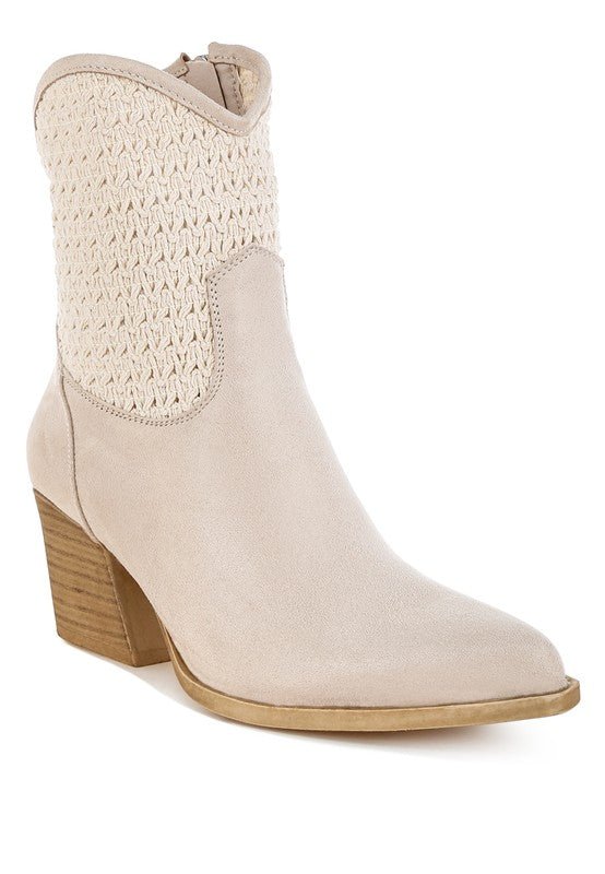 Bimmy Woven Pointy Western Boots - Blu Lotus Boutique