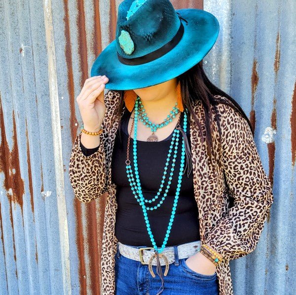 Blue Turquoise Collar Necklace with Indian Coin - Blu Lotus Boutique