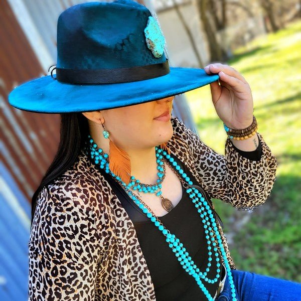 Blue Turquoise Collar Necklace with Indian Coin - Blu Lotus Boutique
