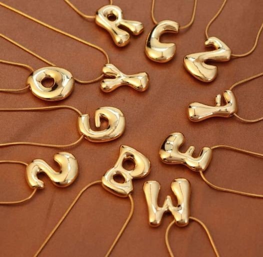 Bubbly Gold Letter Initial Alphabet Necklace - Blu Lotus Boutique