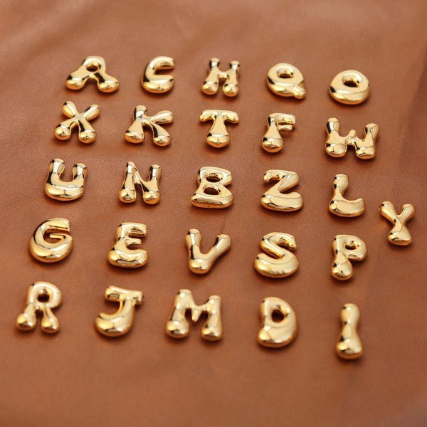 Bubbly Gold Letter Initial Alphabet Necklace - Blu Lotus Boutique