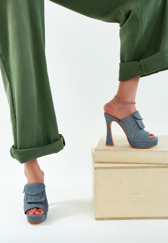 Celidih Denim Pouch Detail Sandals - Blu Lotus Boutique