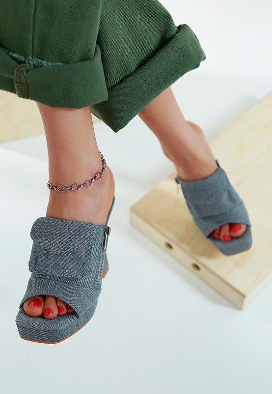 Celidih Denim Pouch Detail Sandals - Blu Lotus Boutique