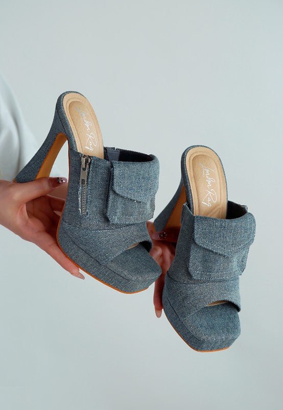 Celidih Denim Pouch Detail Sandals - Blu Lotus Boutique