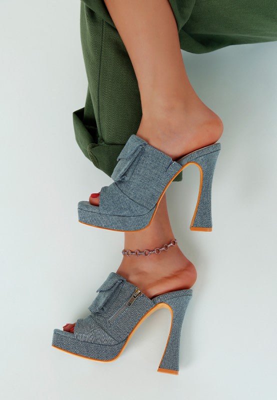 Celidih Denim Pouch Detail Sandals - Blu Lotus Boutique