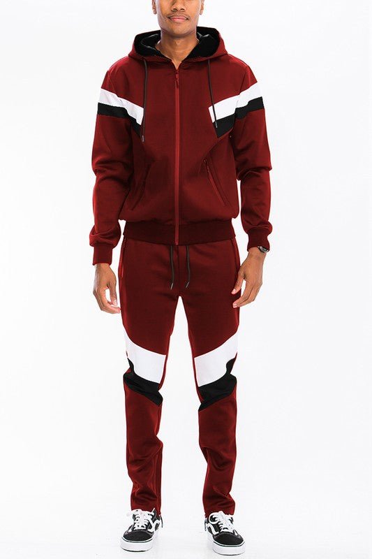 Chevron Stripe Full Zip Track Suit - Blu Lotus Boutique