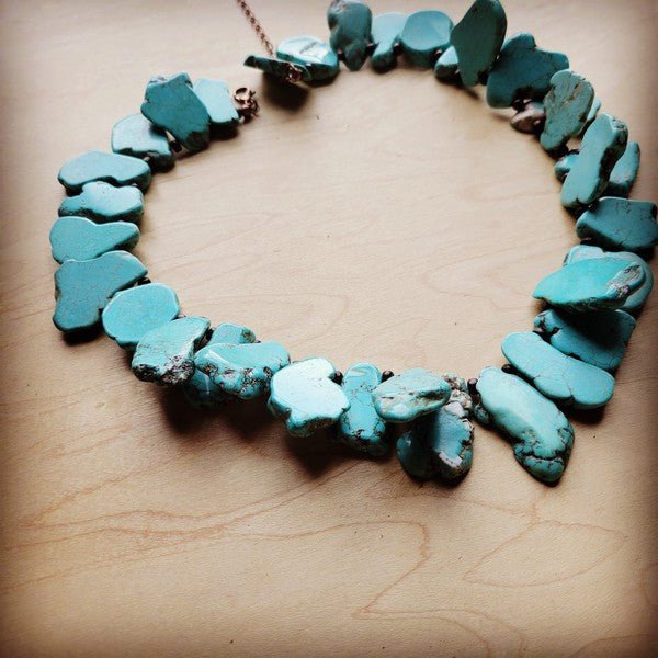 Chunky Blue Turquoise Slab Collar Necklace - Blu Lotus Boutique