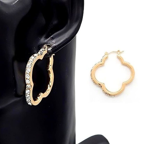 Clover Shape Outline Dangle Hoop Earrings - Blu Lotus Boutique
