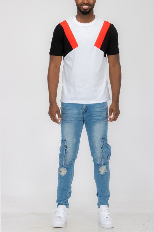 Color Block Short Sleeve Tshirt - Blu Lotus Boutique