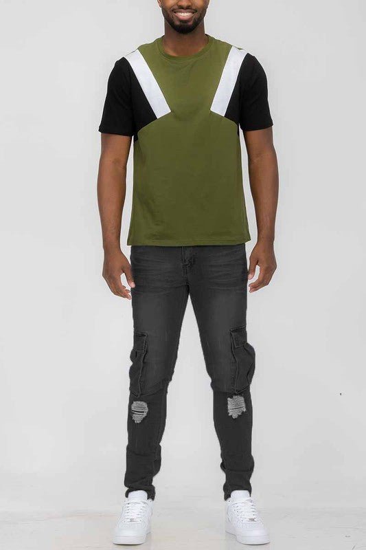 Color Block Short Sleeve Tshirt - Blu Lotus Boutique
